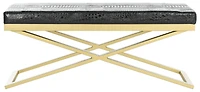 Acra Bench in Black Crocodile & Gold
