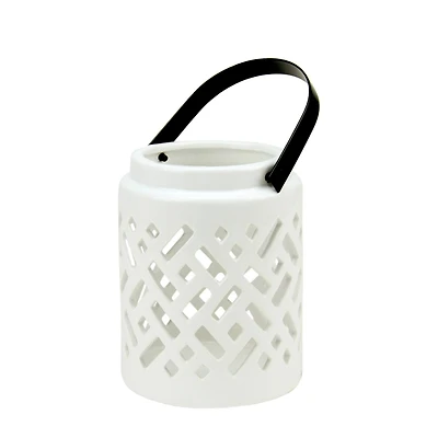 Seaside Treasures Ceramic Criss Cross Cutwork Candle Holder Lantern