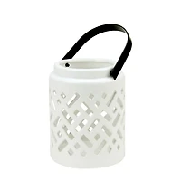 Seaside Treasures Ceramic Criss Cross Cutwork Candle Holder Lantern