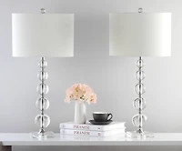 Liam Stacked Crystal Ball Lamp Set in Clear & White