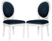 Holloway Oval Side Chair Set of 2 in Velvet Navy & Cream