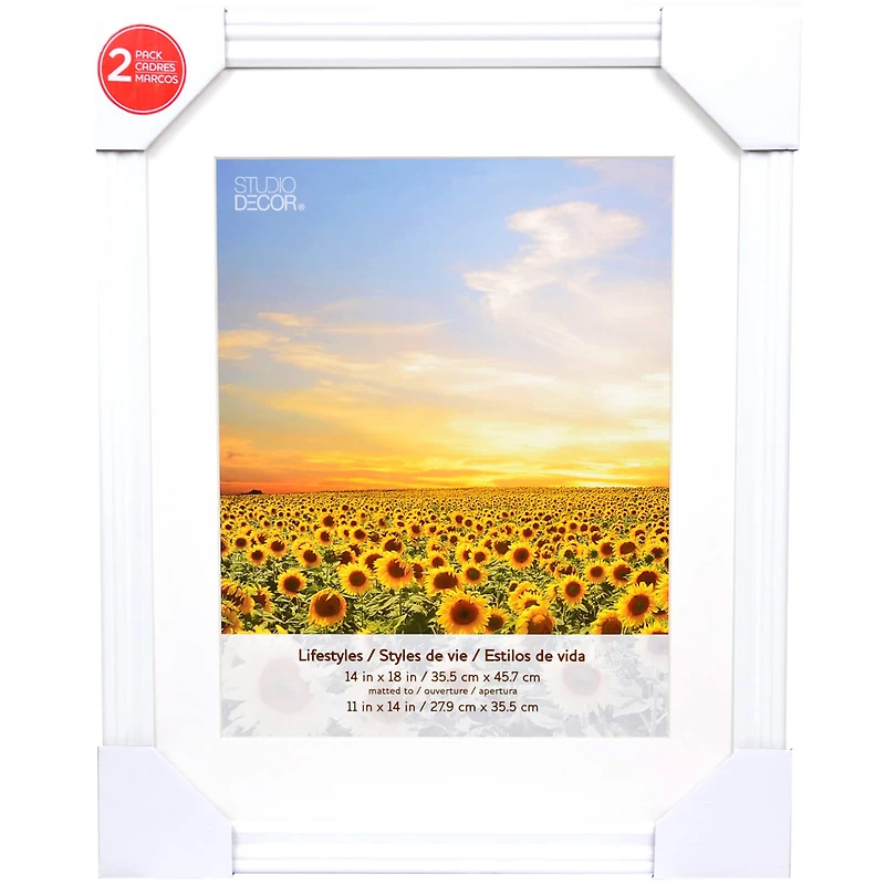 2 Pack Lifestyles 11" x 14" White Frames with Mat by Studio Décor®