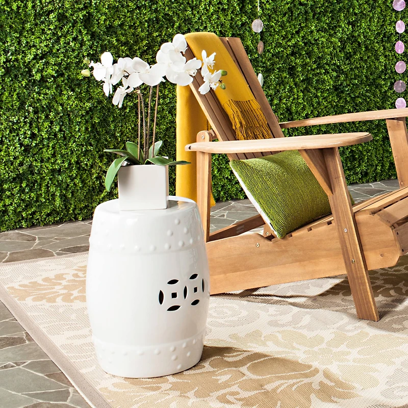 Modern Ming Garden Stool in White