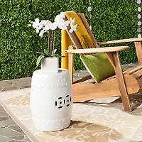 Modern Ming Garden Stool in White
