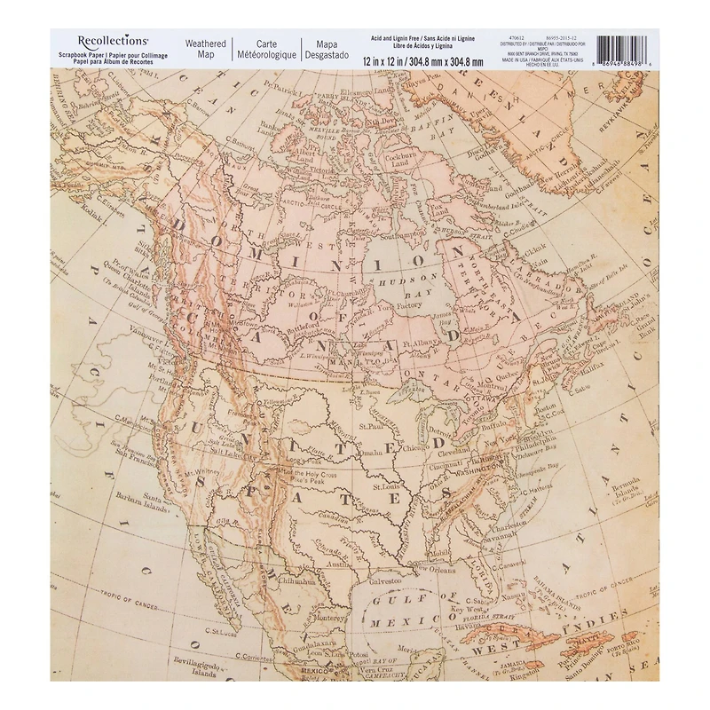 Weathered Map Scrapbook Paper by Recollections®, 12" x 12"