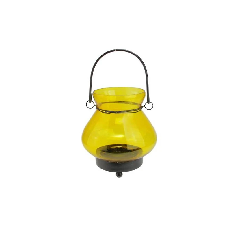 4.75" Yellow Glass Mini Tea Light Candle Lantern
