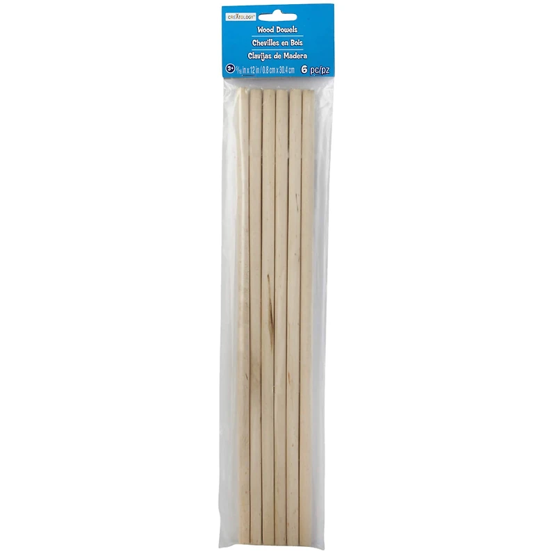 12 Packs: 6 ct. (72 total) 5/16" x 12" Wooden Dowels by Creatology™