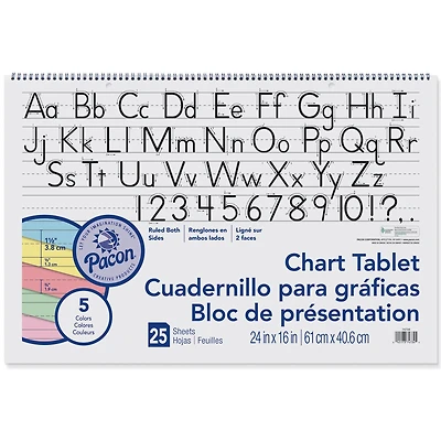 Pacon® Assorted Colors 1-1/2" Ruled Chart Tablet, 24" x 16", 2 Charts