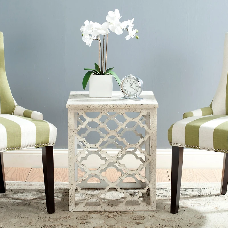 Lonny End Table in Distressed White