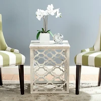 Lonny End Table in Distressed White