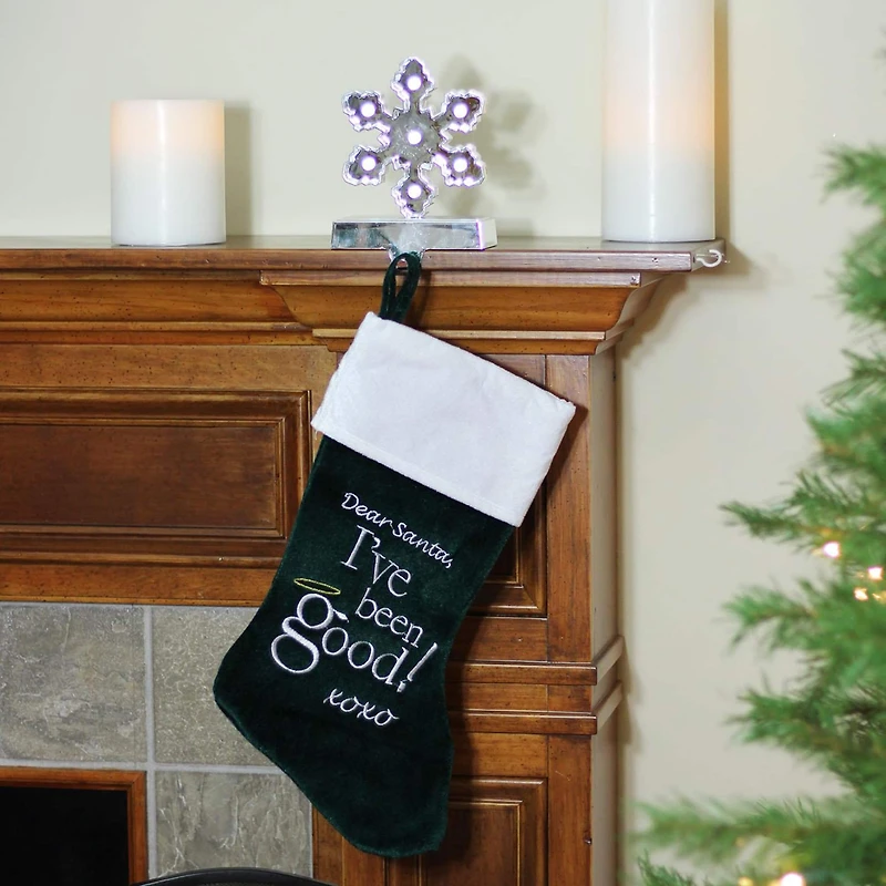 18" Green "Dear Santa" Embroidered Christmas Stocking