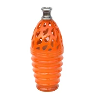 11.25" Outdoor Patio Cutout Vase, Tangerine Orange & Gray