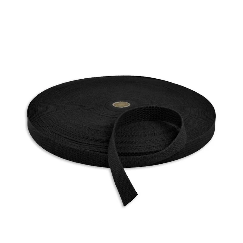 1 1/4" Black Cotton Webbing