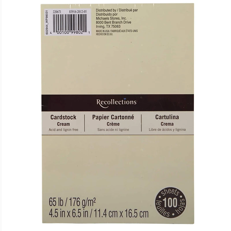 12 Packs: 100 ct. (1200 total) Cardstock Paper by Recollections