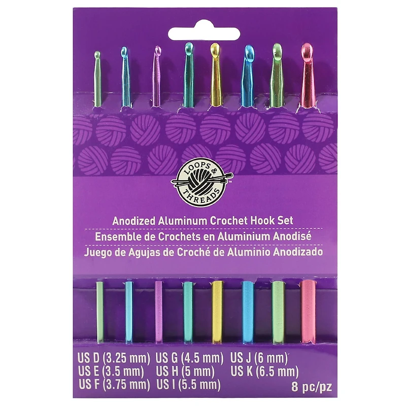 Anodized Aluminum Crochet Hook Set by Loops & Threads®, D-K