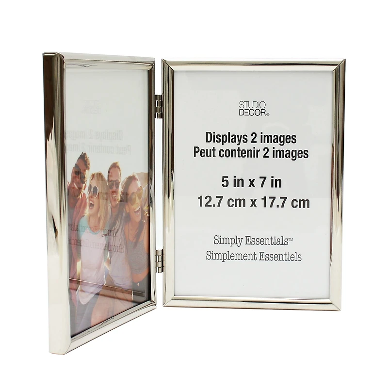 Simply Essentials™ 5" x 7" Polished Silver Hinged Frame by Studio Décor®