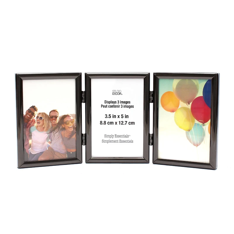 Simply Essentials™ 3 Opening 3.5" x 5" Black Hinged Metal Frame by Studio Décor®