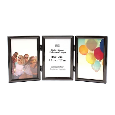 Simply Essentials™ 3 Opening 3.5" x 5" Black Hinged Metal Frame by Studio Décor®