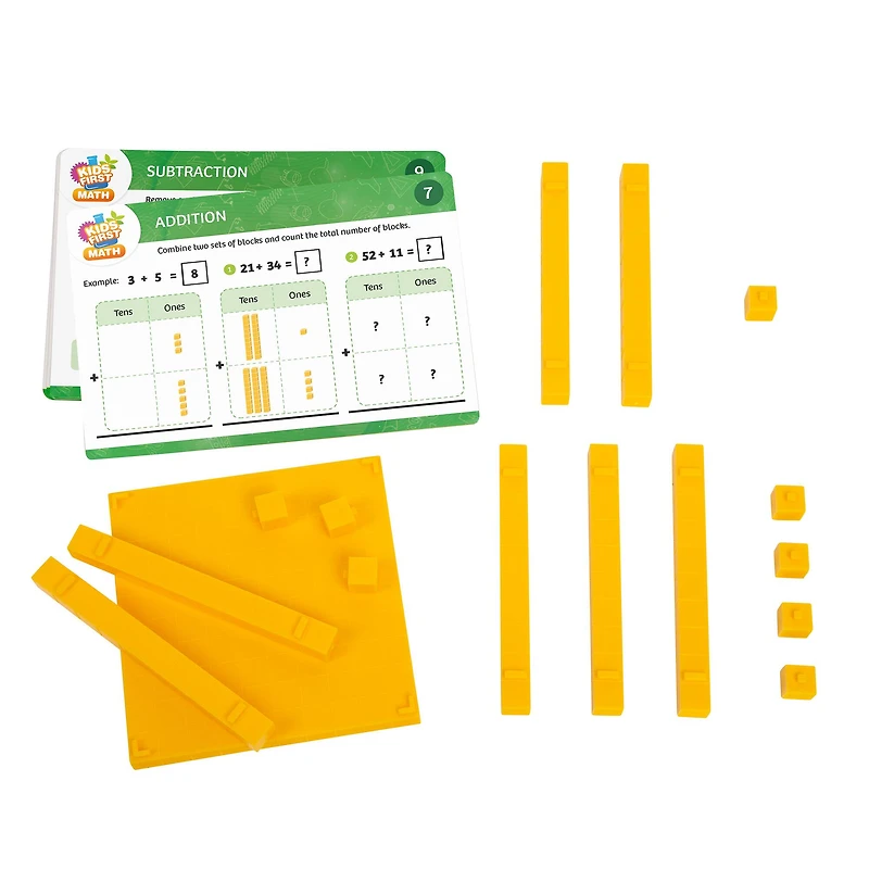 Thames & Kosmos Base Ten Blocks Math Kit with Activity Cards