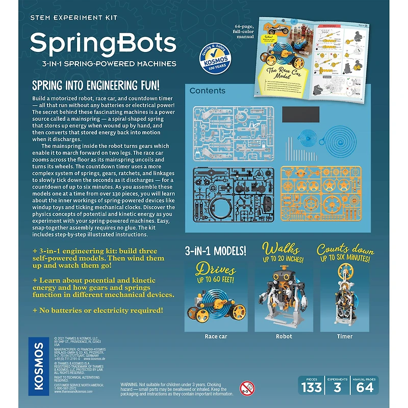 Thames & Kosmos SpringBots: 3-in-1 Spring-Powered Machines Kit