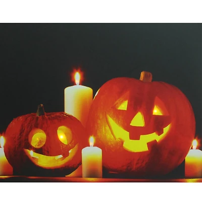 Jack-o'-Lanterns with Candles LED Canvas Wall Art