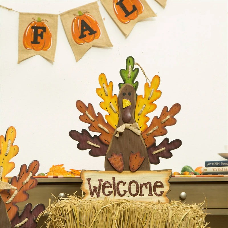 Glitzhome® Iron & Wood 'Welcome' Turkey Yard Sign