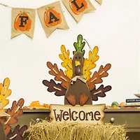 Glitzhome® Iron & Wood 'Welcome' Turkey Yard Sign 