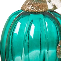 Glitzhome® Crackle Glass Pumpkin, Turquoise