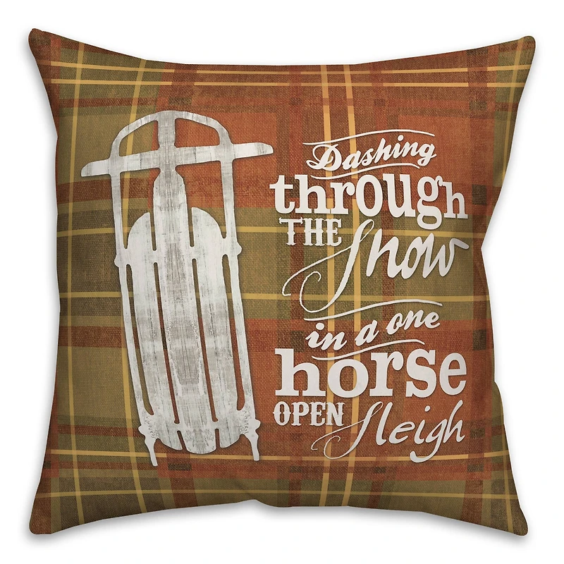 Designs Direct Dashing Through The Snow in a One Horse Open Sleigh 18x18 Throw Pillow