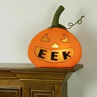 Orange Felt LED Lighted "EEK" Jack-o-Lantern Halloween Pumpkin