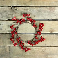 9" Artificial Red Berries Christmas Candle Holder Ring