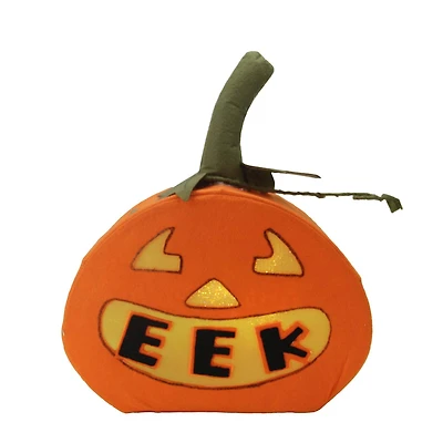 Orange Felt LED Lighted "EEK" Jack-o-Lantern Halloween Pumpkin