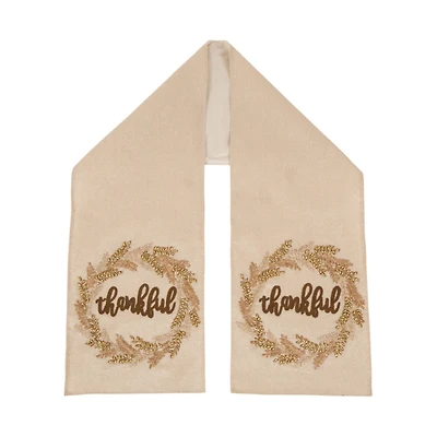 Glitzhome® Embroidered Fabric Thanksgiving Table Runner