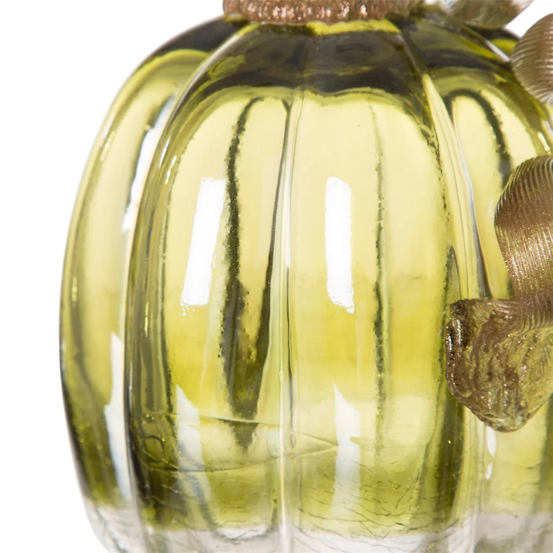 Glitzhome® Crackle Glass Pumpkin, Green 