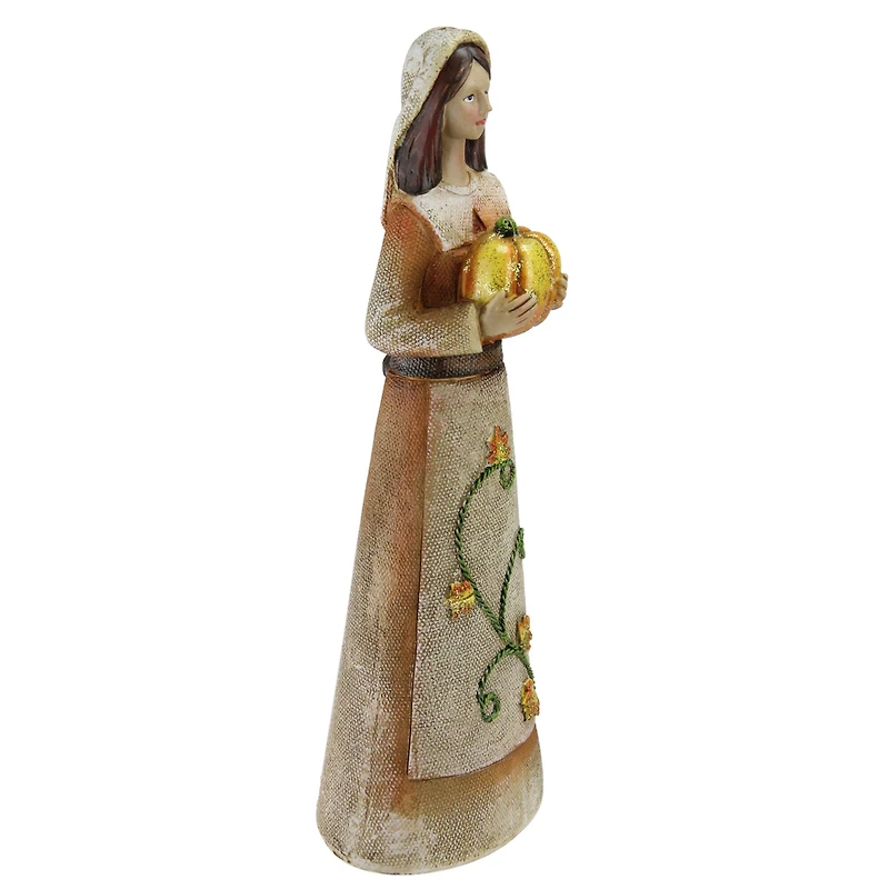Marigold Orange, Tan & Brown Pilgrim Girl Figurine