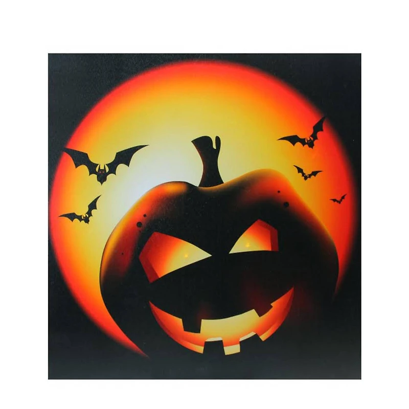 Bats & Jack-o-Lantern LED Canvas Wall Art