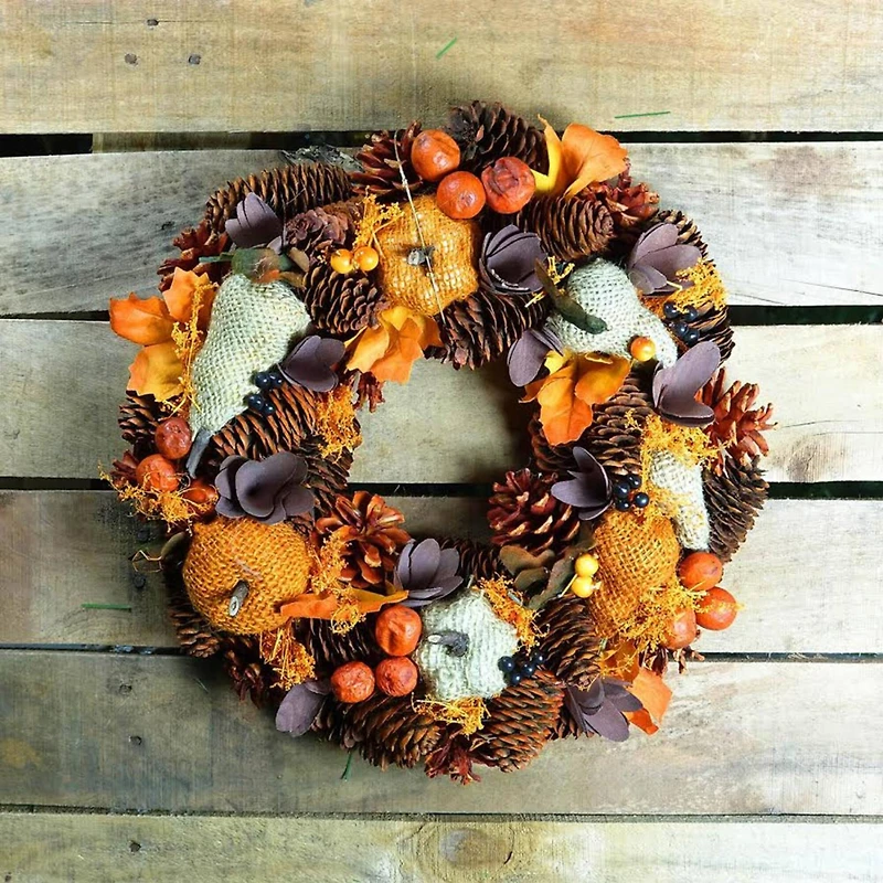 13" Autumn Harvest Artificial Gourds & Berries Wreath