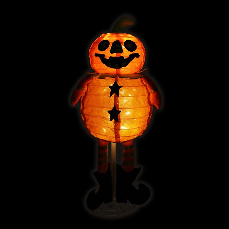 LED Lighted Standing Halloween Orange Jack-O-Lantern Pumpkin