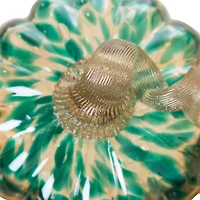 Glitzhome® Small Glitter Glass Pumpkin, Blue & Gold