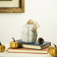 Glitzhome® Marble Tall Marble Glass Pumpkin, Gray