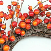 14" Unlit Autumn Harvest Artificial Orange & Red Berry Wreath