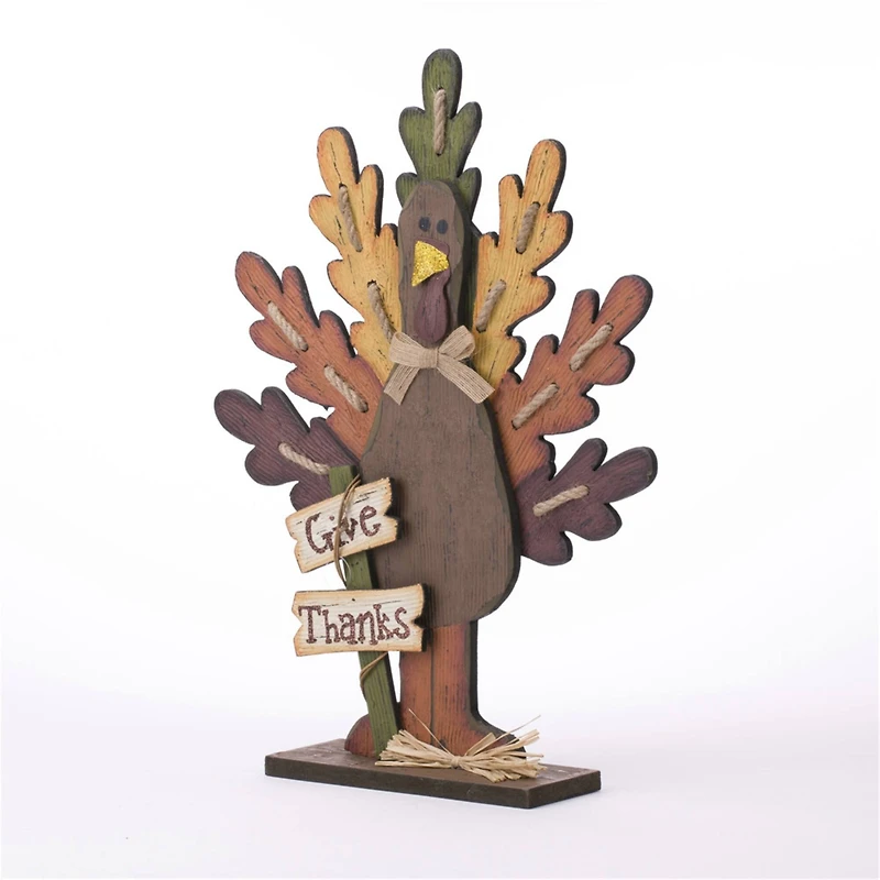 Glitzhome® 'Give Thanks' Turkey Décor