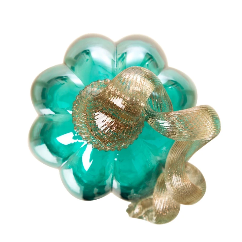 Glitzhome® Crackle Glass Pumpkin, Turquoise