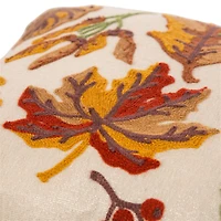 Glitzhome® Embroidered Fall Leaves Pillow