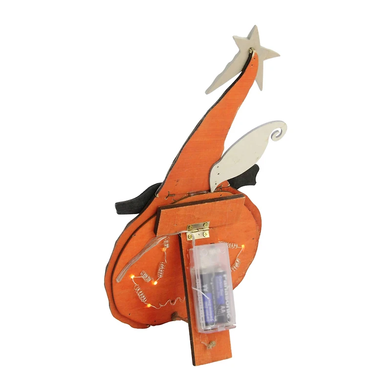 13" LED Standing Wood Pumpkin Halloween Decoration