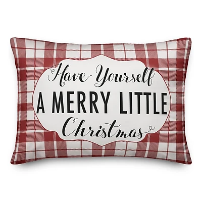 Designs Direct Have Yourself A Merry Little Christmas Plaid 14x20 Throw Pillow