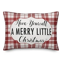 Designs Direct Have Yourself A Merry Little Christmas Plaid 14x20 Throw Pillow