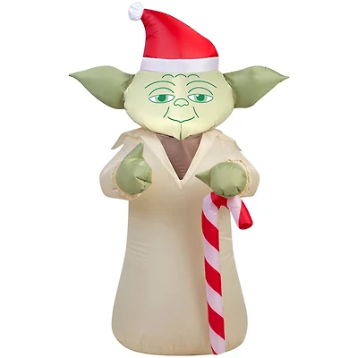 3.5ft. Airblown® Inflatable Christmas Star Wars™ Yoda™ with Candy Cane