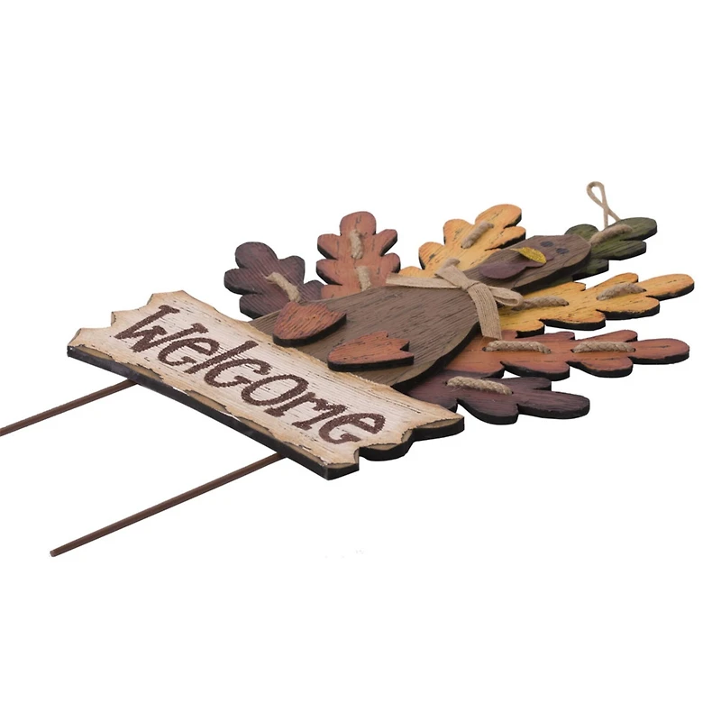 Glitzhome® Iron & Wood 'Welcome' Turkey Yard Sign