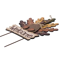 Glitzhome® Iron & Wood 'Welcome' Turkey Yard Sign 